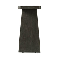 Side view of dark oak modern console table.