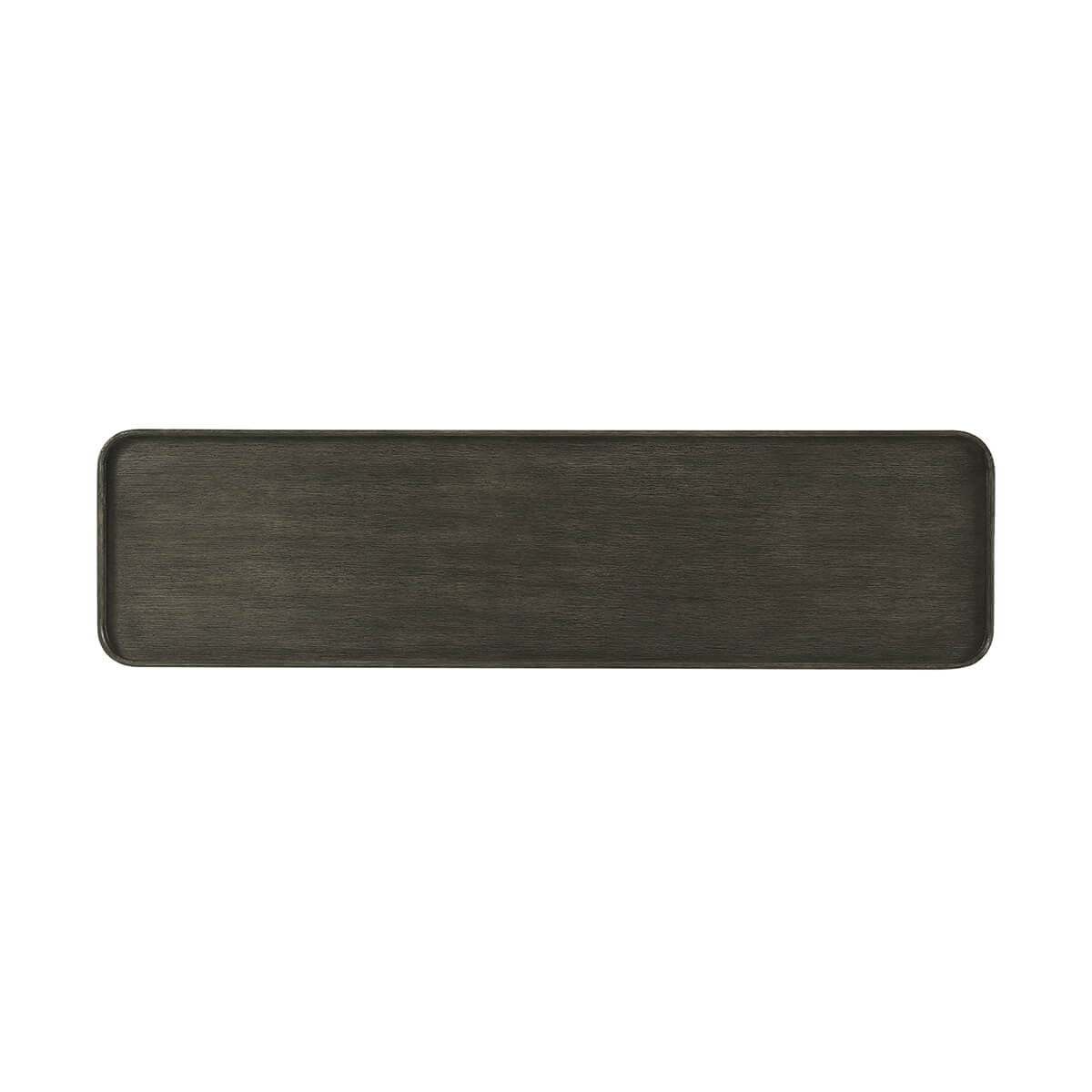 Top view of dark oak modern console table.