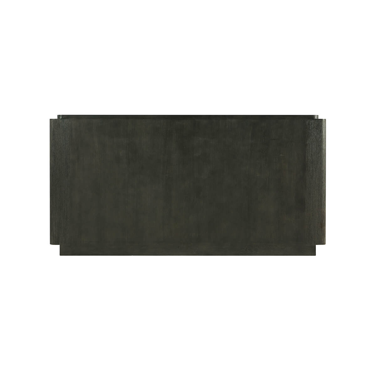 Back view of dark oak modern dresser, minimalistic design.