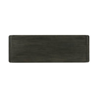 Top view of dark oak modern dresser, smooth surface.
