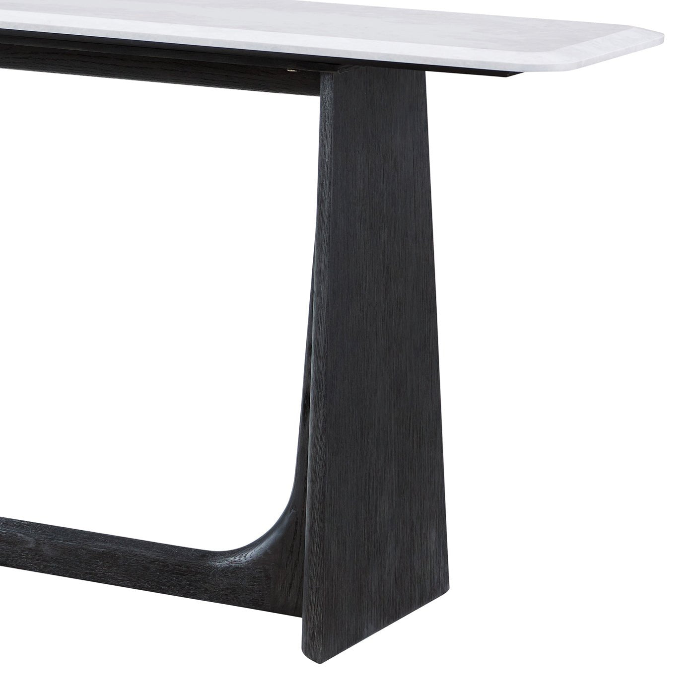 Close-up of leg detail on modern console table.