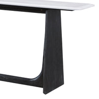 Close-up of leg detail on modern console table.