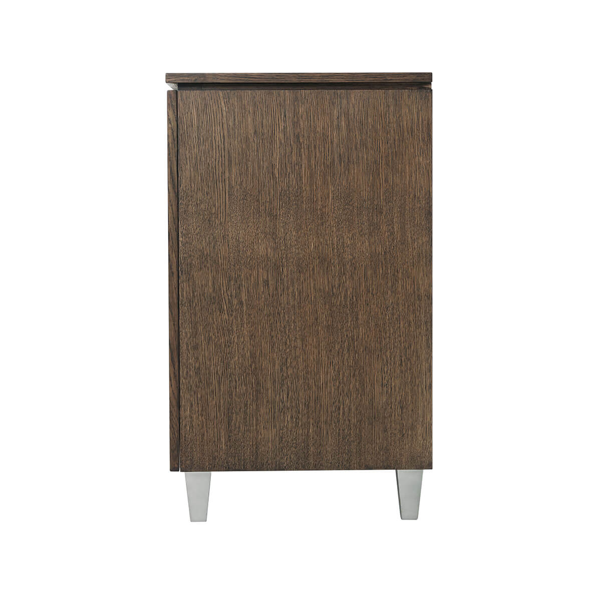 Right side view of dark oak modern side cabinet.