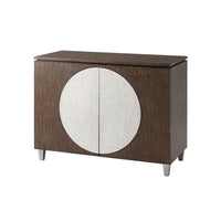 Front view of dark oak modern side cabinet.