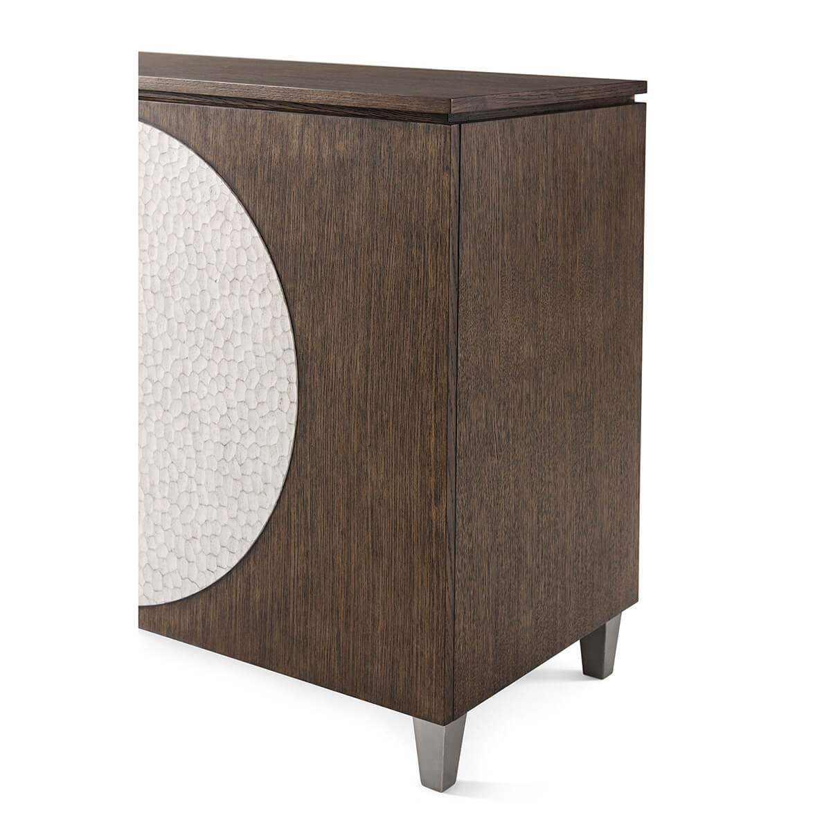 Side view showing the texture and design of cabinet.
