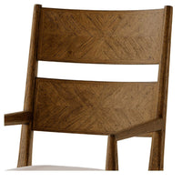 Dark oak dining chair, close-up of backrest.