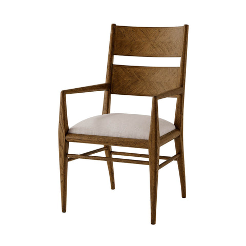 Dark Oak Parquetry Dining Arm Chair