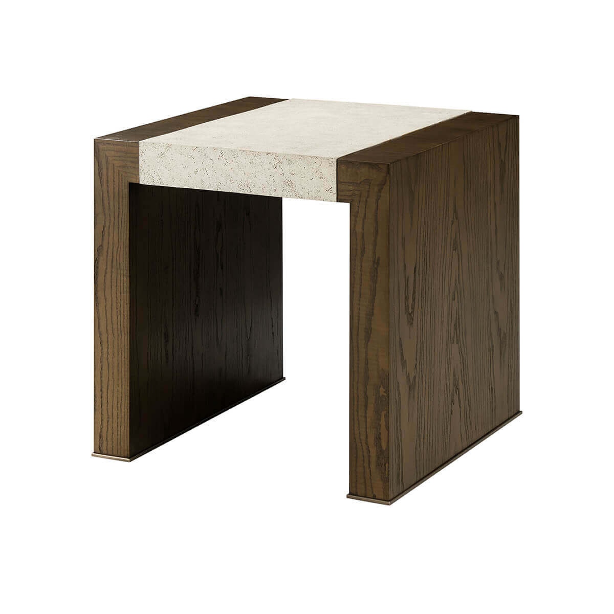 Dark Parson style end table angled view.