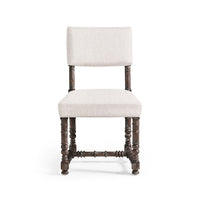 Rustic farmhouse chair, front view, wooden legs.