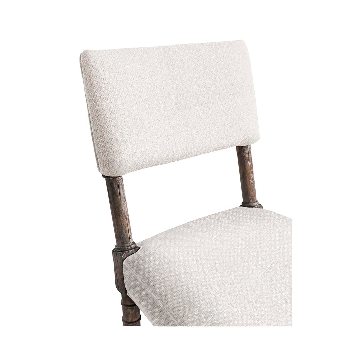 Chair backrest and seat close-up, white fabric.