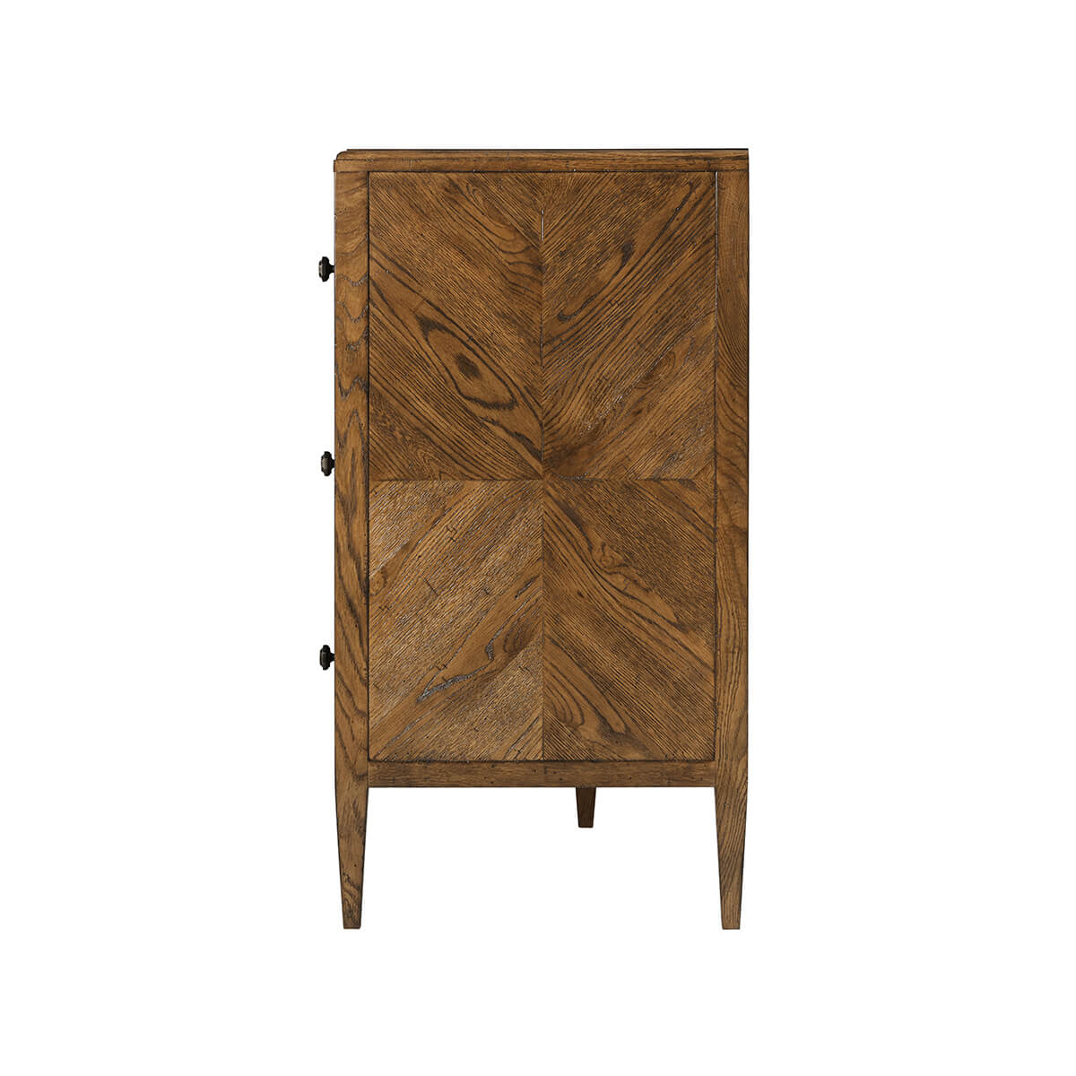 Dark oak dresser, side view.