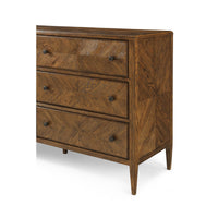 Dark oak dresser, corner angle view.