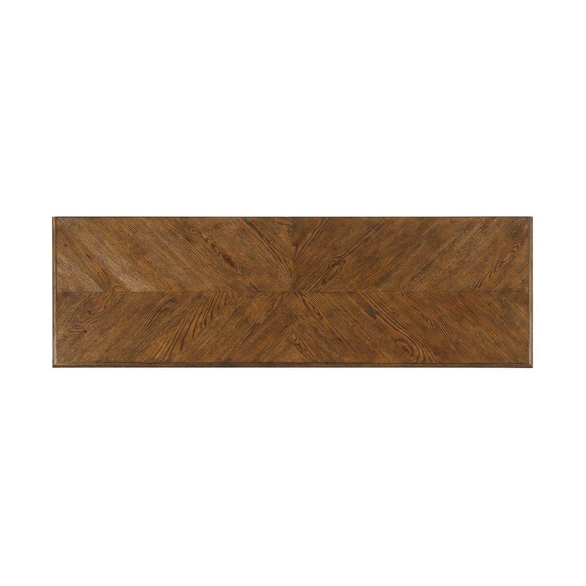 Dark oak dresser, top view.
