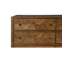 Dark oak dresser, close-up of drawers.