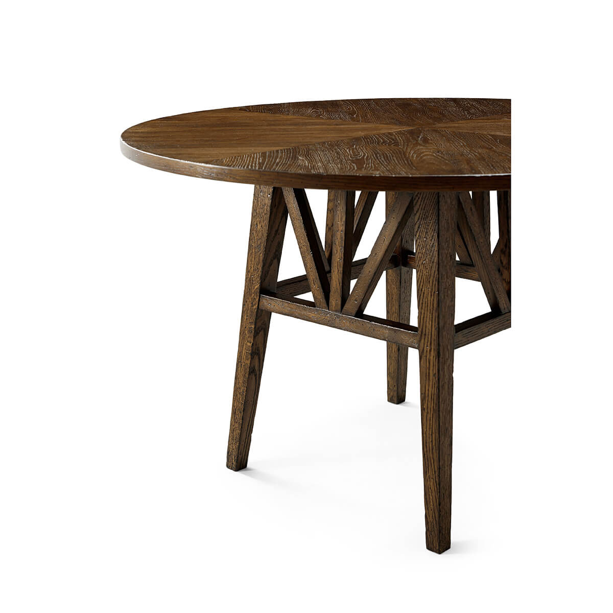 Dark Rustic Oak Round Dining Table - English Georgian America