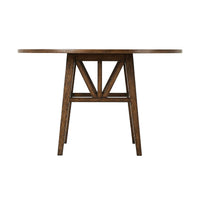 Dark Rustic Oak Round Dining Table - English Georgian America
