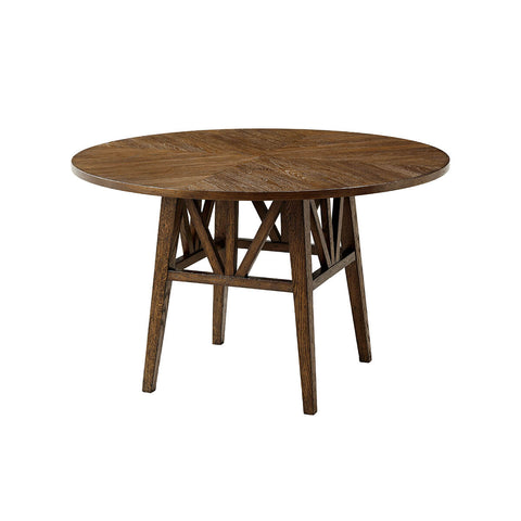 Dark Rustic Oak Round Dining Table