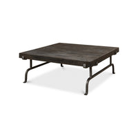 Dark square rustic coffee table front view
