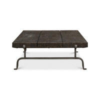 Dark square rustic coffee table side profile