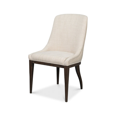 Dark-Stained Oak Upholstered Dining Chair