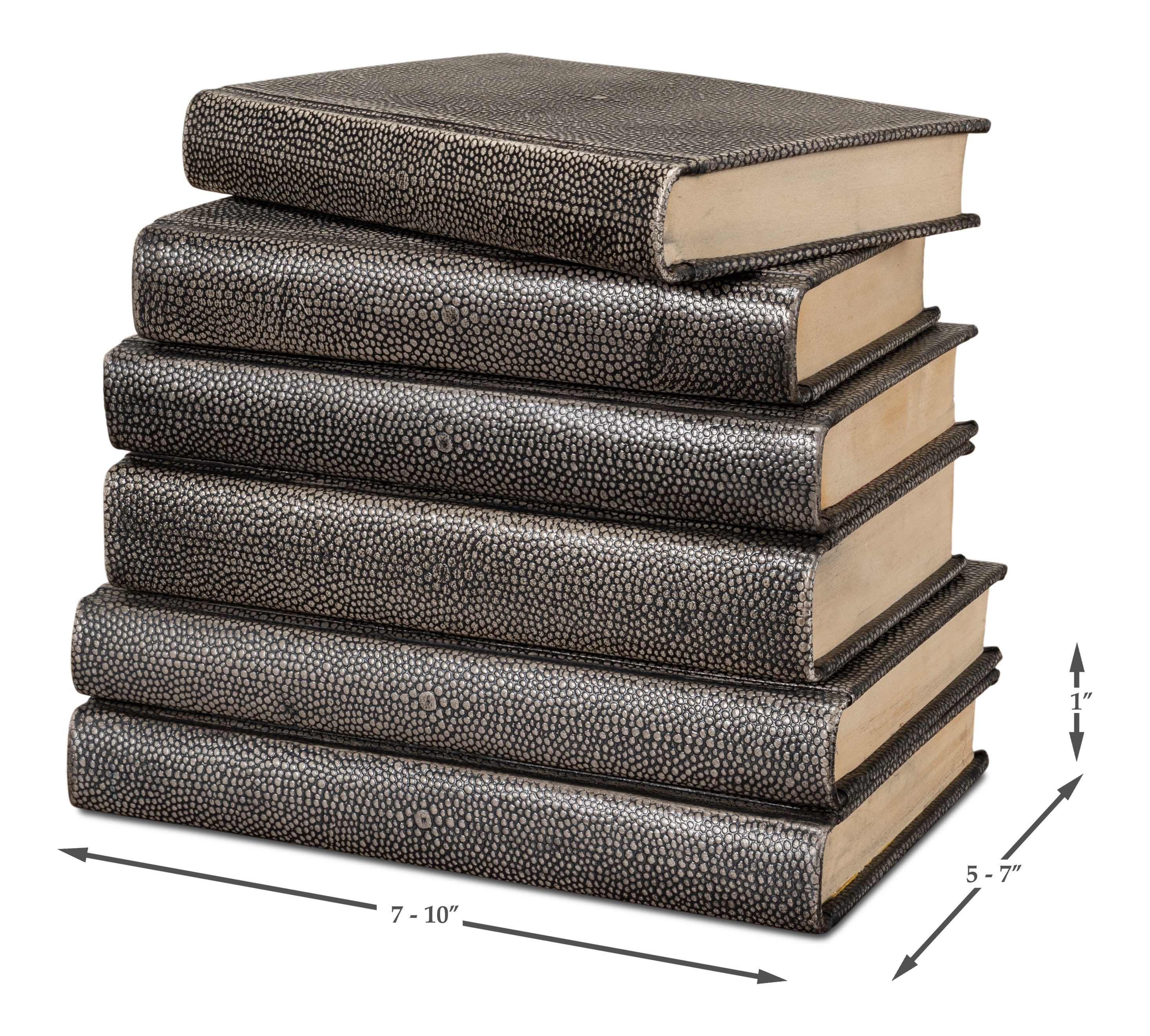 Shagreen Embossed Gray Book Set in Leather, Set of 12 - view 10