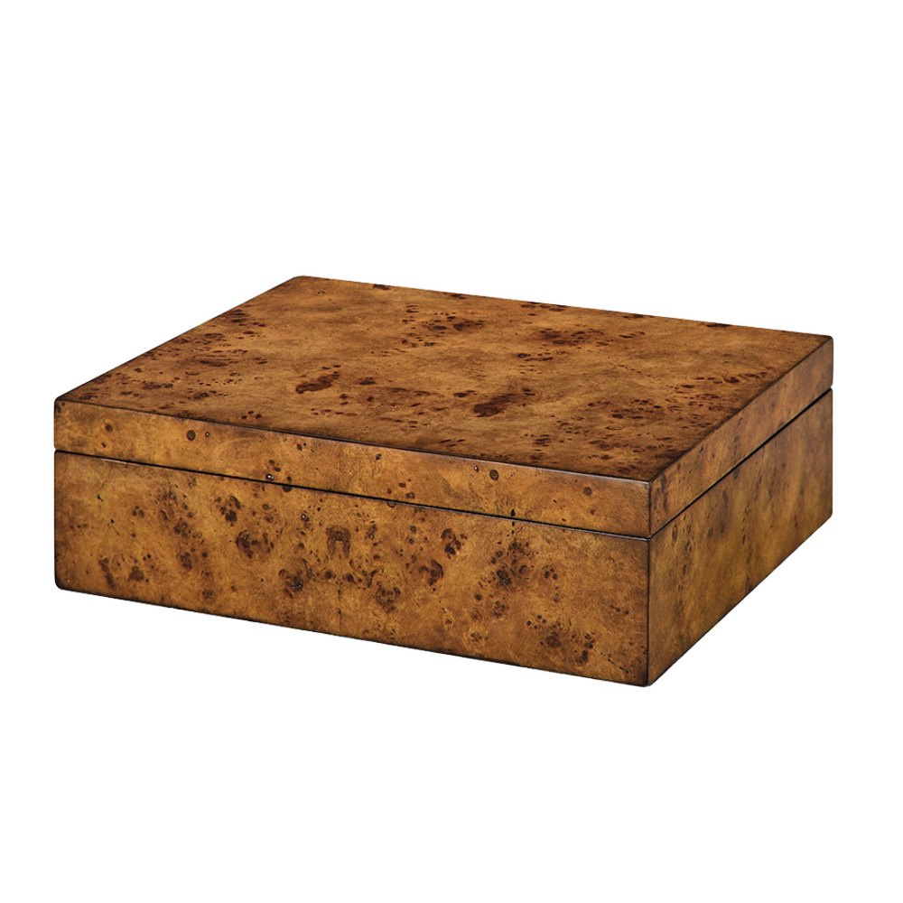 Decorative box in amber burl with a removable lid