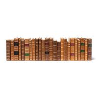 Decorative Library Books, Tan Leather & Marbled, Set of 24