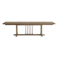 Dining table, front view with both leaves extended.