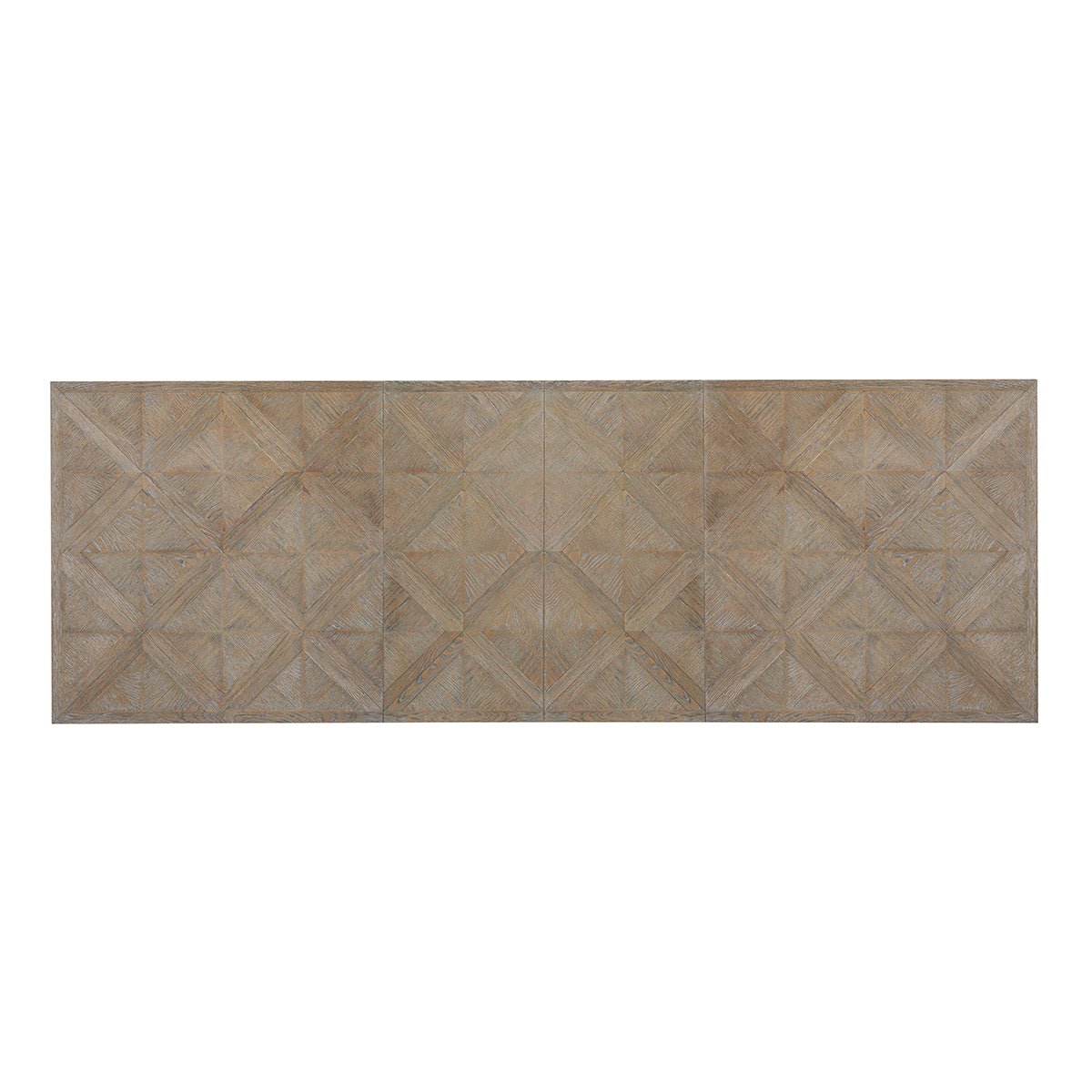 Dining table, full top view with pattern detail.