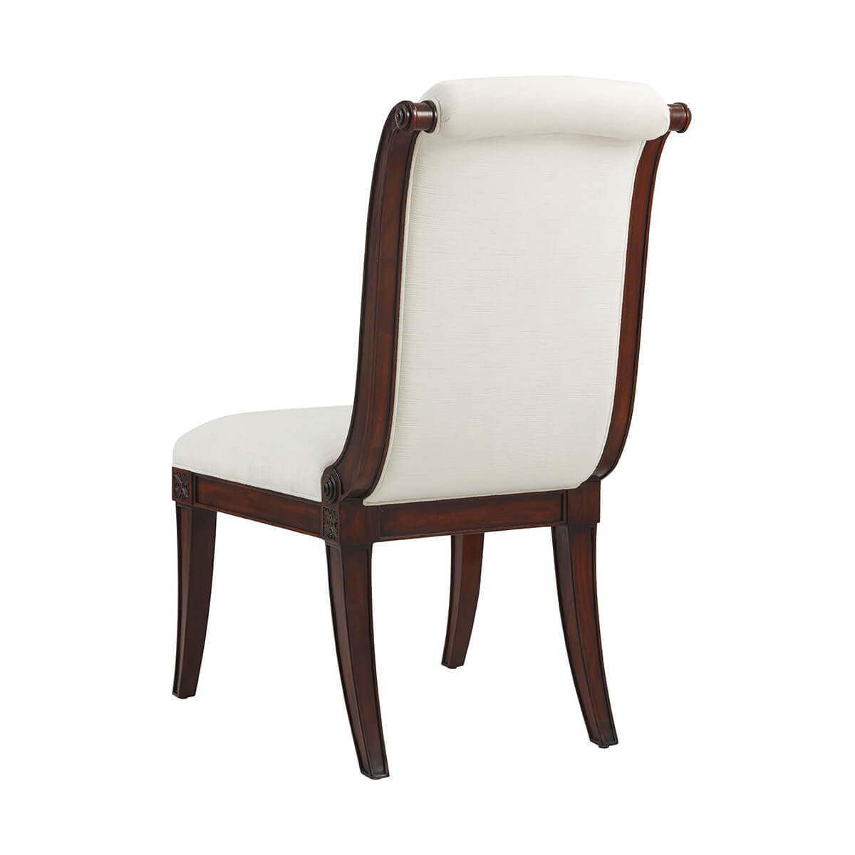 Back view of Directoire side chair, wooden frame.