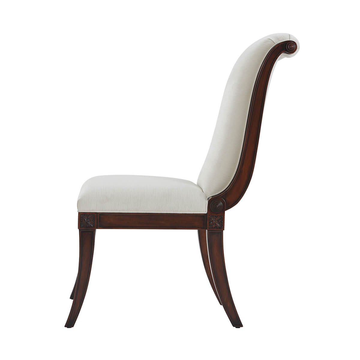 Side profile of Directoire side chair, curved back.
