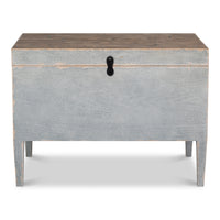 Distressed Gray Pine Trunk Side Table with Storage - additional view