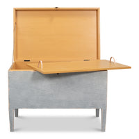 Distressed Gray Pine Trunk Side Table with Storage - additional view