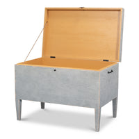 Distressed Gray Pine Trunk Side Table with Storage - additional view