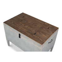 Distressed Gray Pine Trunk Side Table with Storage - additional view