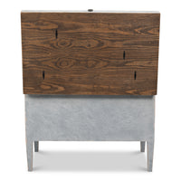 Distressed Gray Pine Trunk Side Table with Storage - additional view