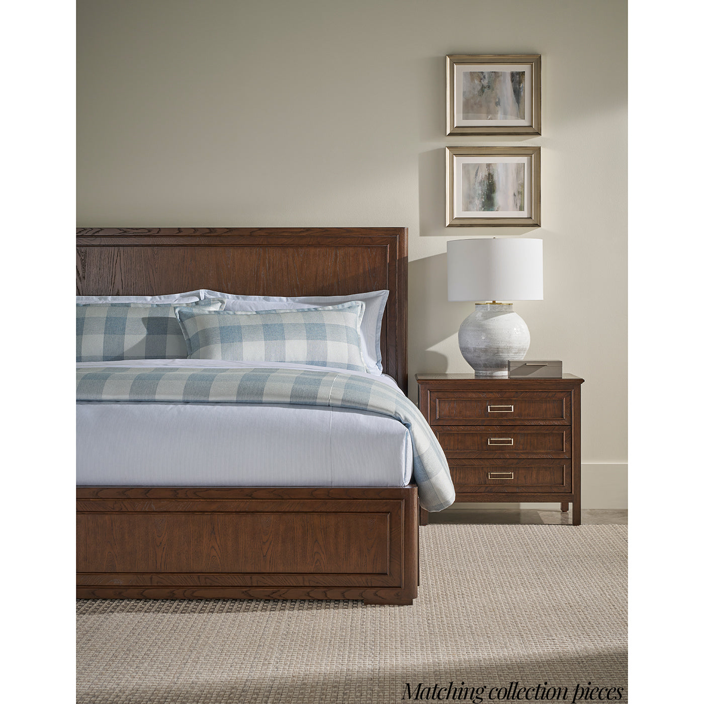 Bedroom setting with matching brown oak dresser.