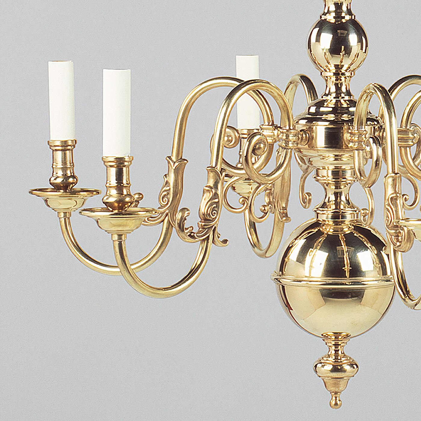 Close-up of chandelier arms and candle holders