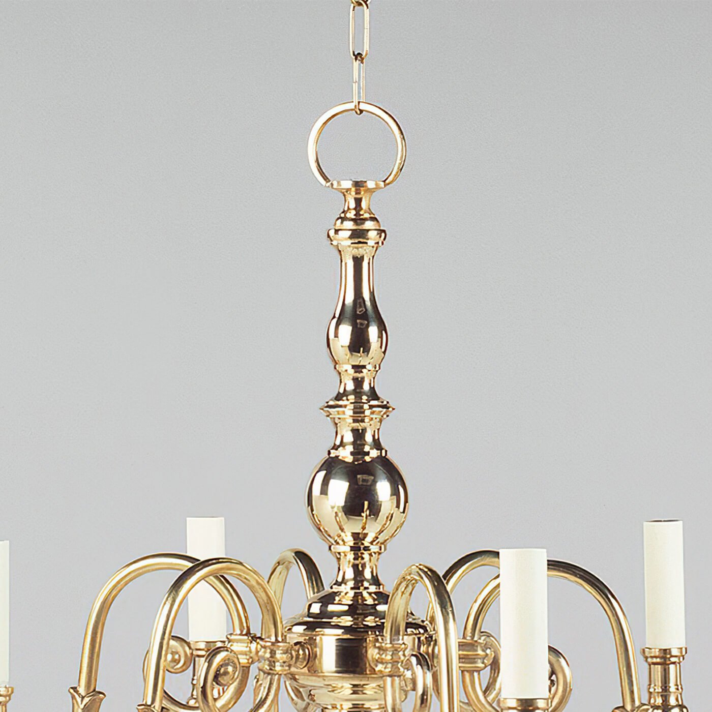 Detailed view of chandelier top finial design