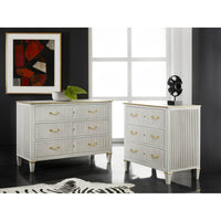 Two painted bedside chests in modern living room.