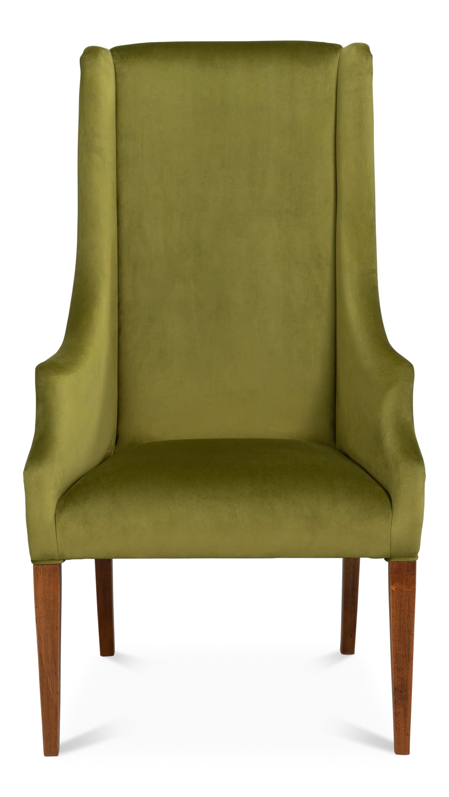 Sloped Arm Green Velvet Dining Chair in Olive, Host Chair - view 2