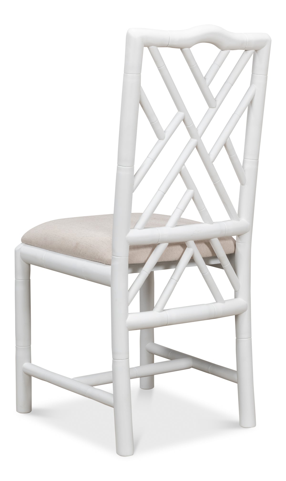 Chinese Chippendale Faux Bamboo Dining Chairs in White, Sets of 2 - view 5