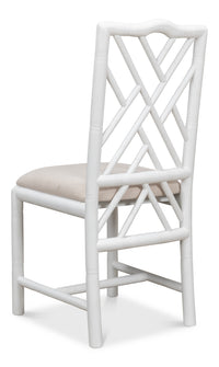 Chinese Chippendale Faux Bamboo Dining Chairs in White, Sets of 2 - view 5