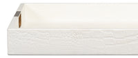 Croc Leather Tray in Pearl with Brass and Steel
