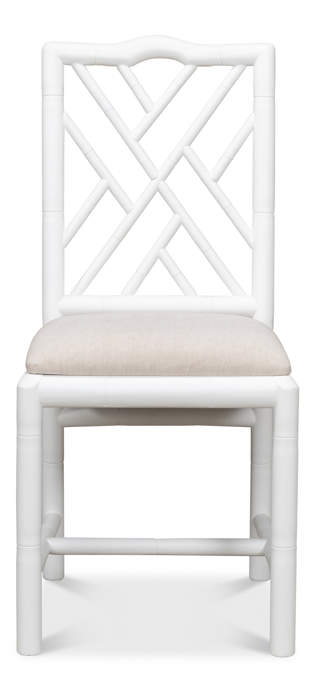 Chinese Chippendale Faux Bamboo Dining Chairs in White, Sets of 2 - view 2