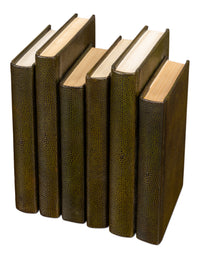 Shagreen Book Set of 12 in Olive Green with Embossed Spines - view 5