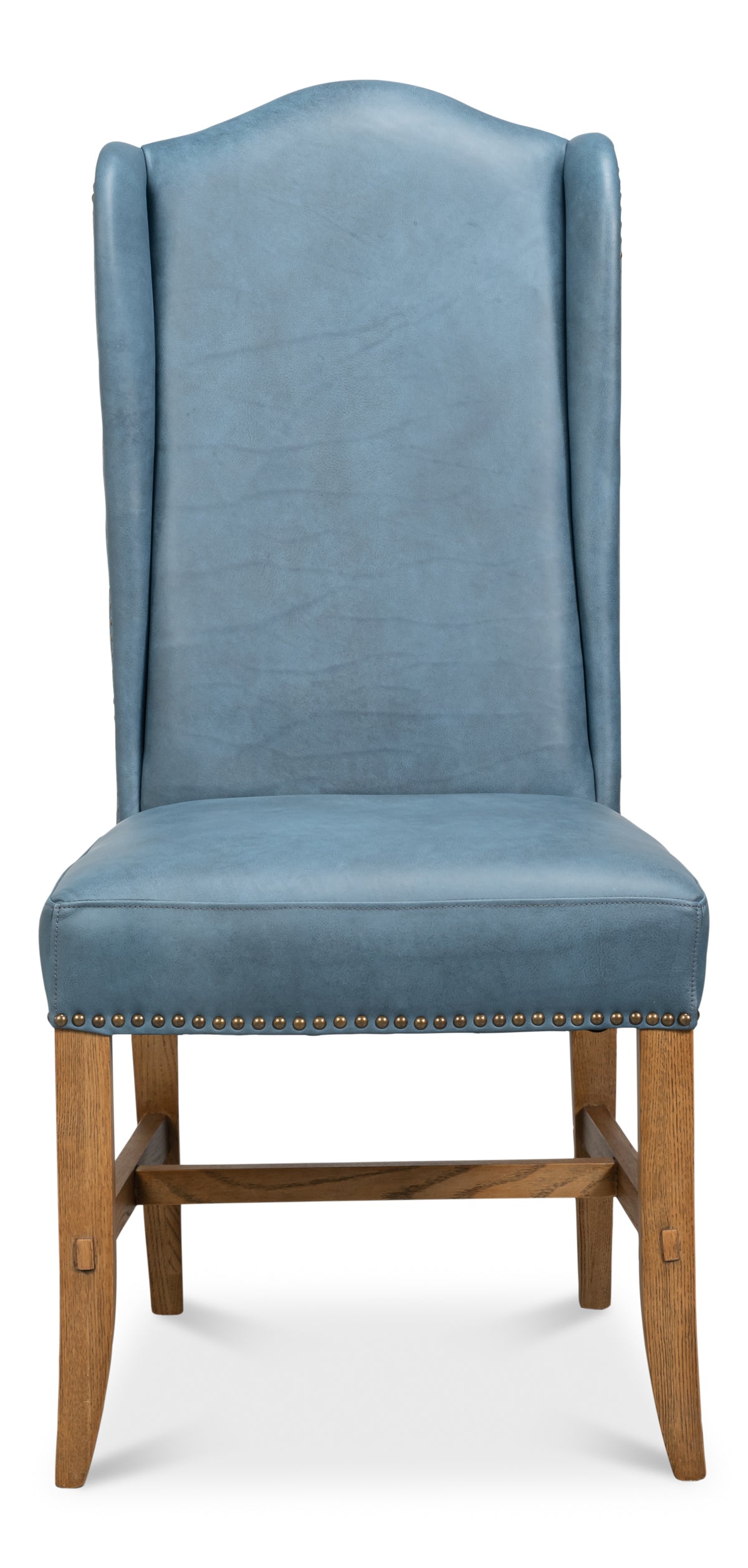 Blue Leather Wingback Dining Chairs, High Back, Sets of 2 - view 2