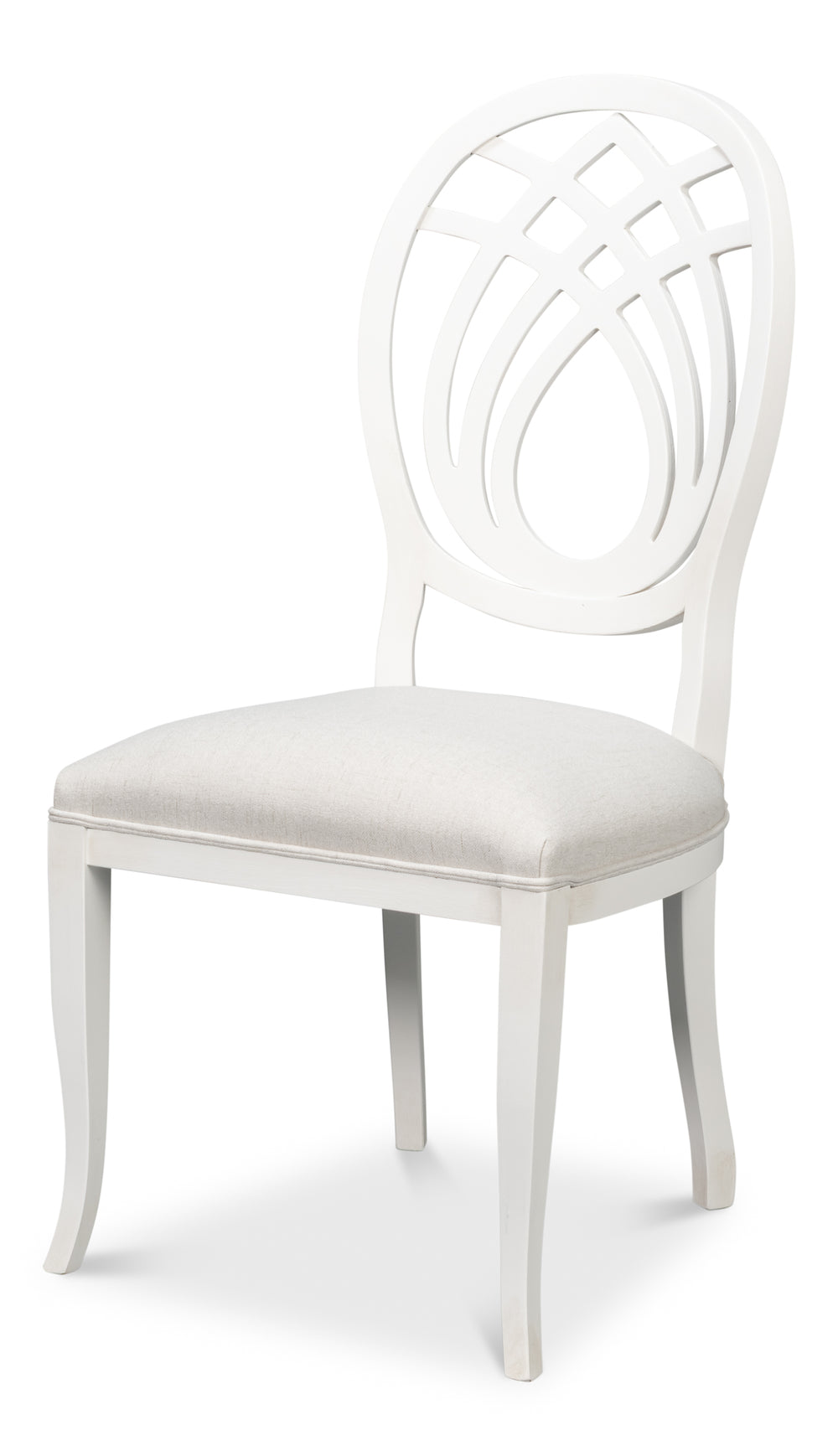 Neoclassical Dining Chairs with Ribbon Backs in White, Sets of 2
