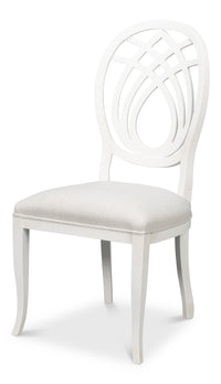 Neoclassical Dining Chairs with Ribbon Backs in White, Sets of 2