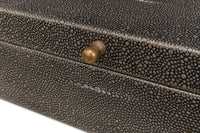 Shagreen Leather Box in Antique Gray, Set of 2